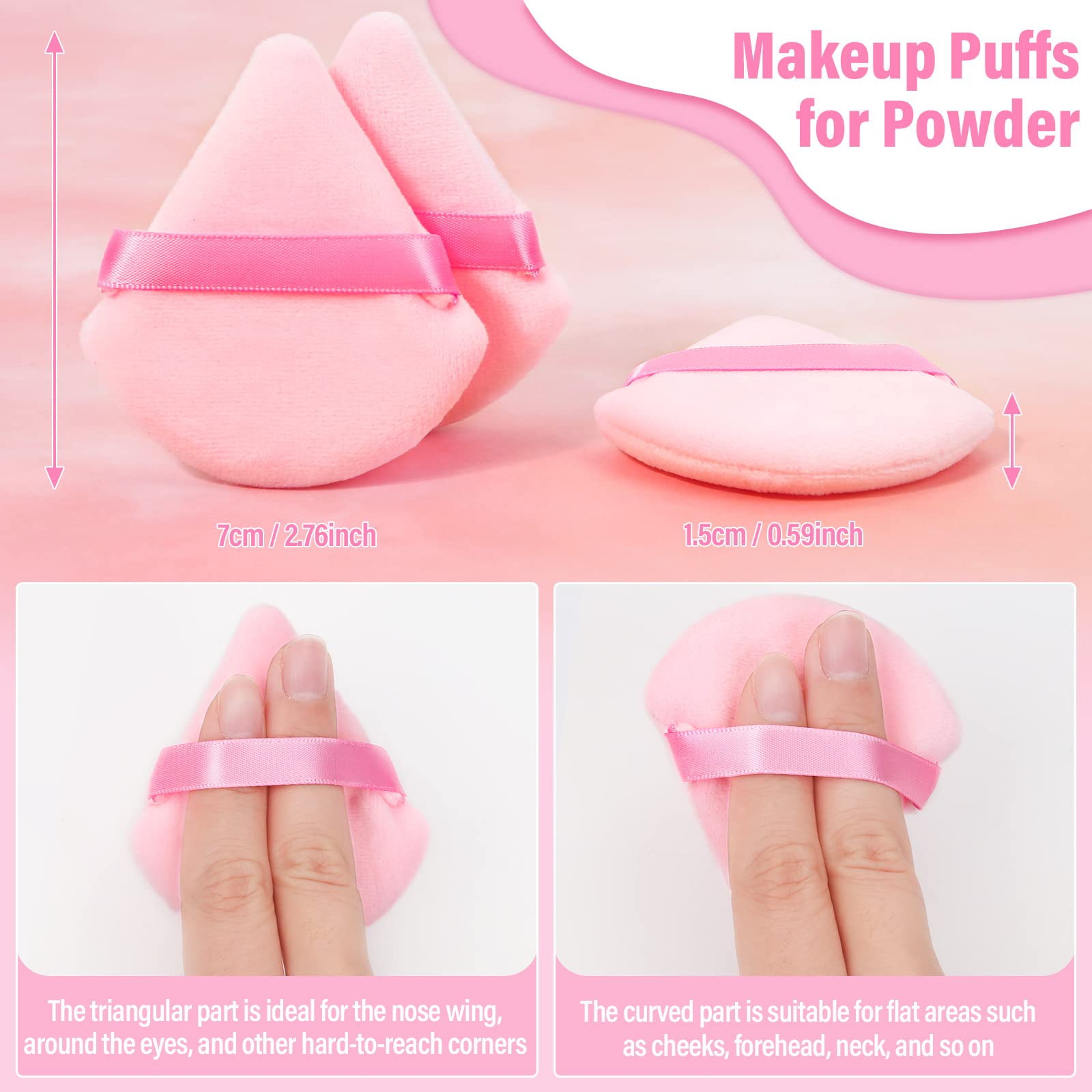 Thrilez 20pcs Triangle Powder Puff - Premium Loose & Pressed Powder Sponge Applicator for Face & Eye Makeup - Soft Pink Makeup Puff for Setting Powder, Foundation & Blending - Perfect for Travel & Professional Makeup Kits