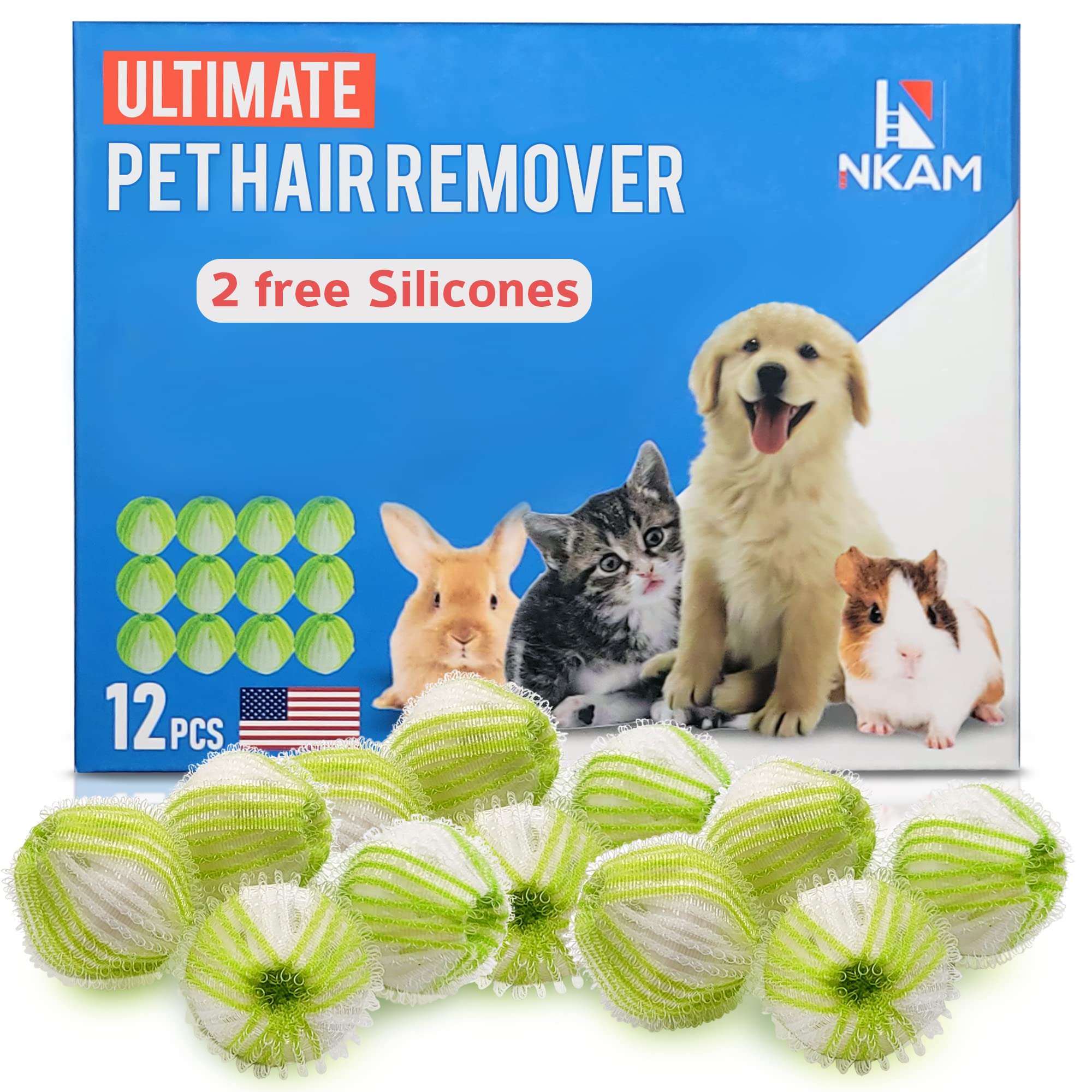 12Pcs Reusable Pet Hair Remover Balls for Laundry - Upgraded Lint Catcher for Washing Machine & Dryer - Remove Dog & Cat Hair from Clothes - Perfect for Pet Owners & Multi-Pet Households