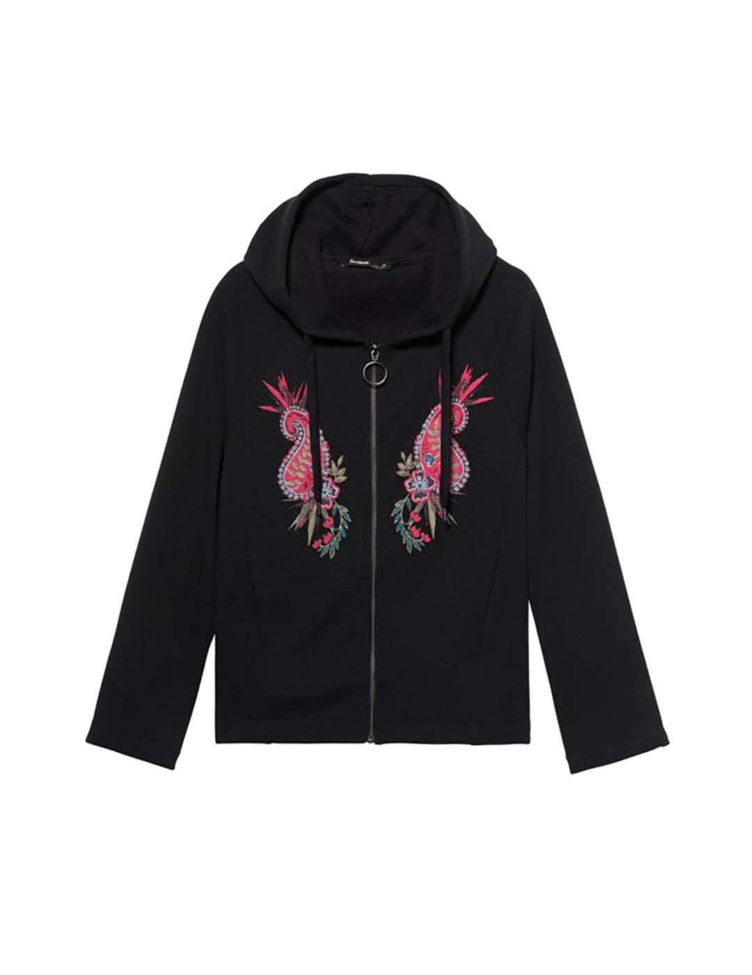 Desigual Ethnic Print Sport Jacket - Women's Sweatshirt (Size M, Black) - Perfect for Gym, Running & Casual Wear