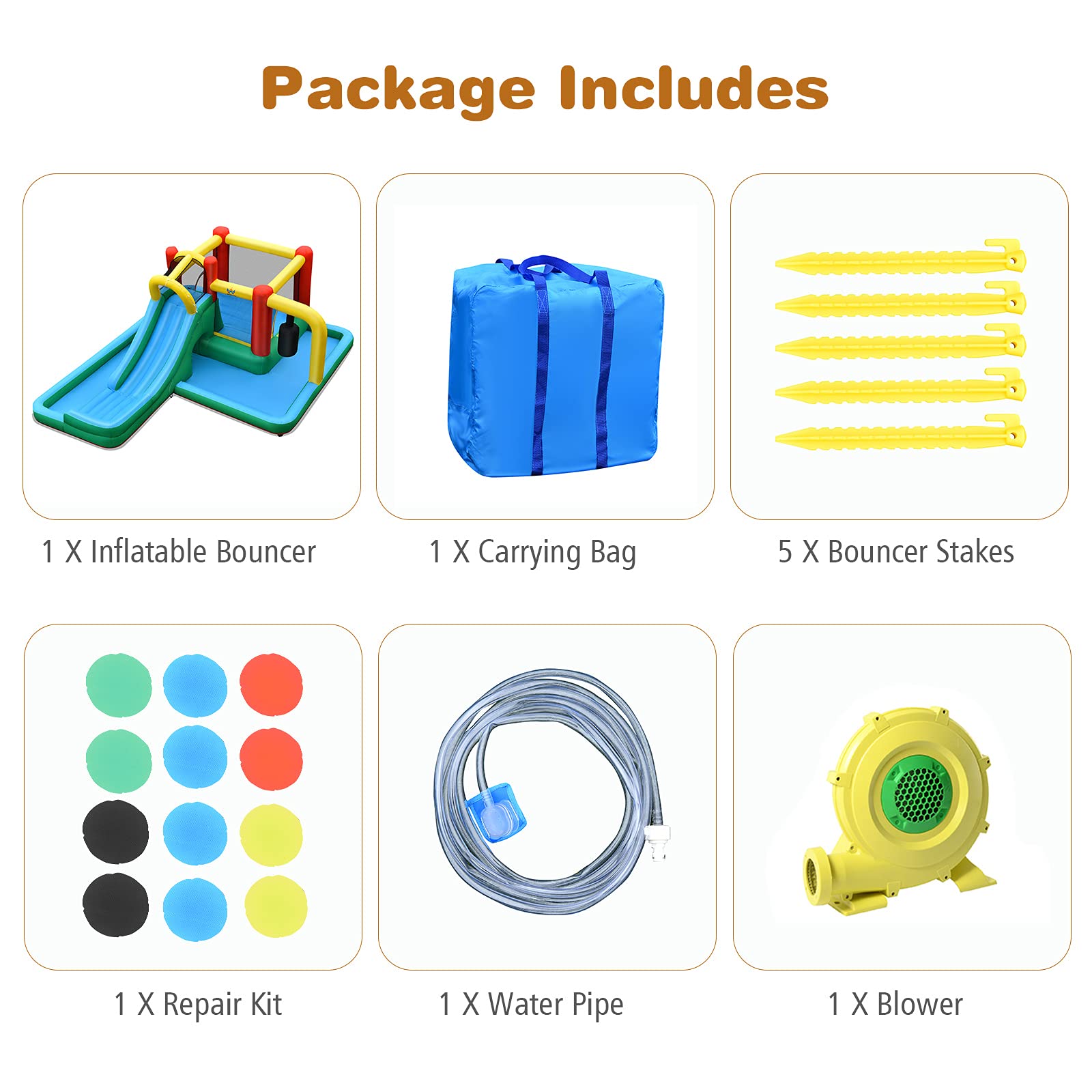 **BOUNTECH Inflatable Water Slide for Kids - 15ft Bounce House with Hide & Seek Cave, Splash Pool & 735W Blower | Wet & Dry Combo for Outdoor Backyard Fun | Perfect for Summer Parties, Birthdays & Family Gatherings**