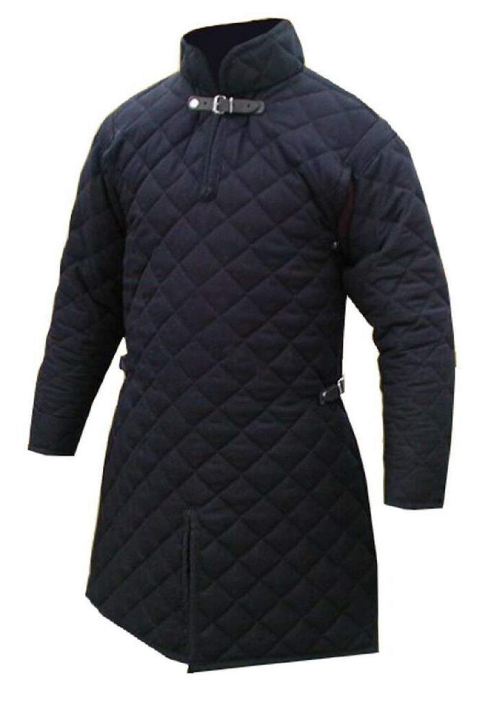 Authentic Medieval Celtic Viking Padded Armor Gambeson - Black Full Sleeve Tunic (Medium) | LARP, Cosplay & Historical Reenactment Gear