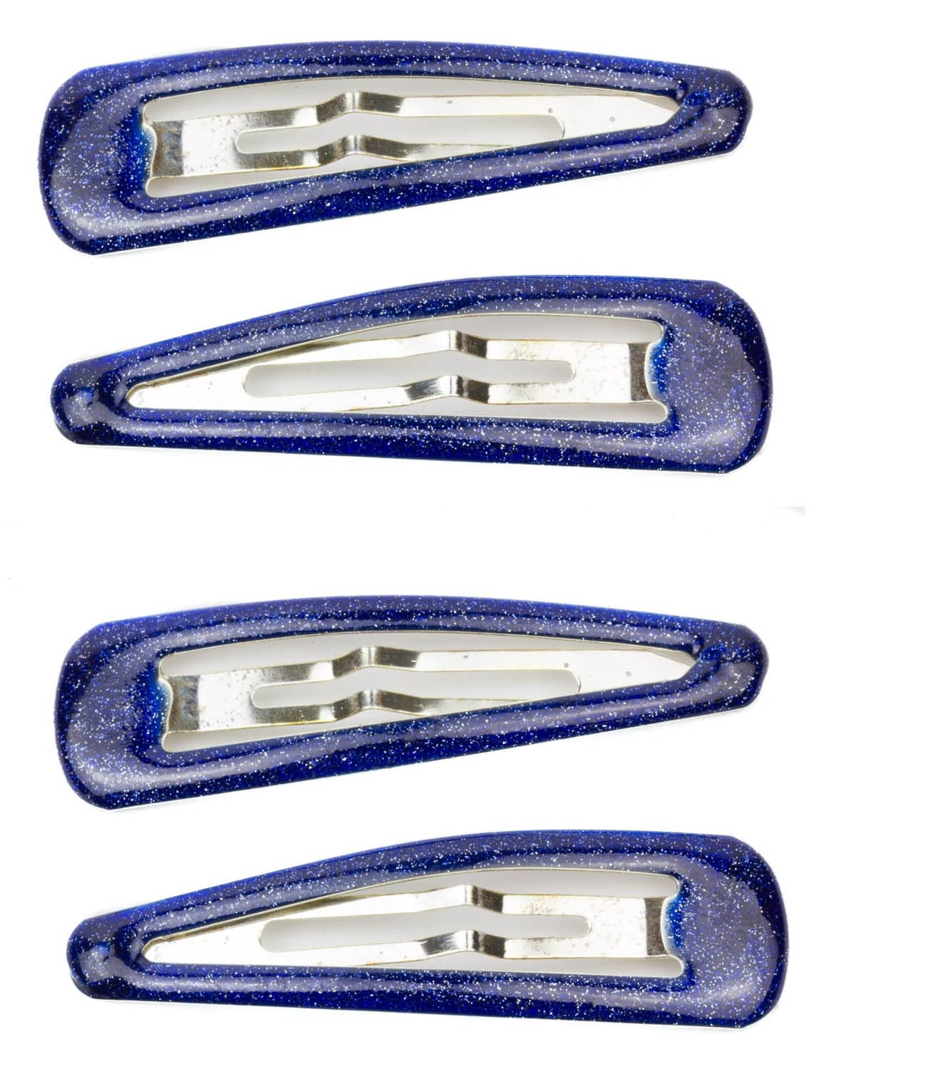 Mytoptrendz® 4-Pack Glitter Snap Hair Clips for Women & Girls - Non-Slip Bendy Large Hair Clips for Fine to Thick Hair - Styling Accessories for Sleep, Fringe & Everyday Use (Glitter Blue)