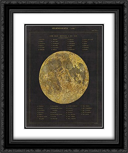 Wild Apple Portfolio 15x17 Inch Black Ornate Framed Double Matted Museum Art Print - Astronomical Chart I Wall Decor for Living Room, Office & Gallery Display