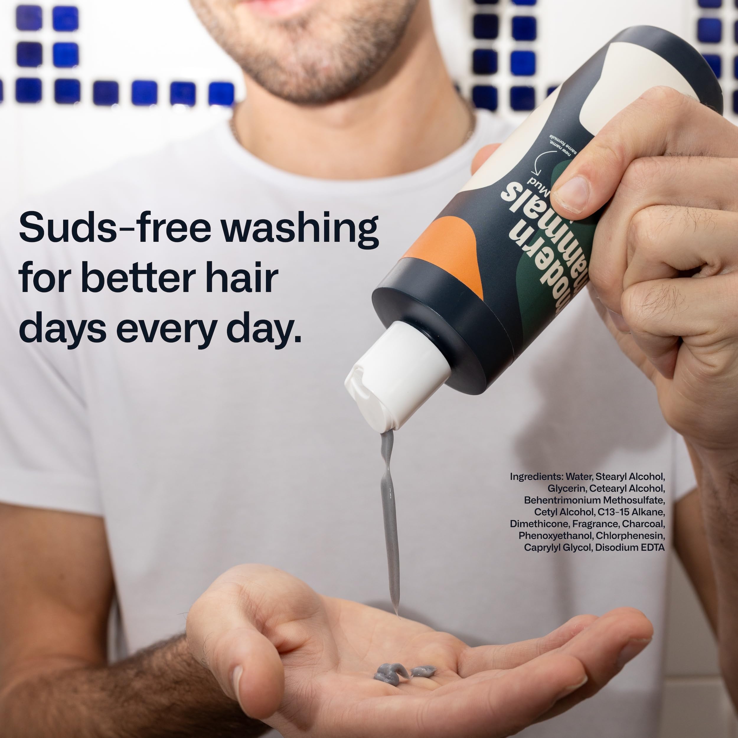 Magic Mud Men's Sulfate-Free Daily CoWash - Moisturizing Shampoo Alternative, Lather-Free Cleanser & Hydrator, 2-in-1 Conditioner Replacement, Barber Recommended (8oz) - Ideal for Daily Use & Natural Hair Care
