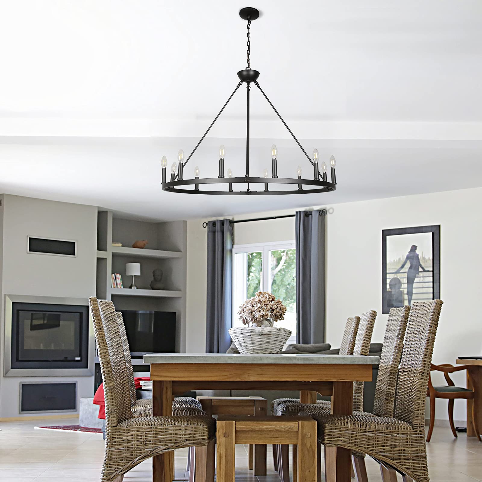 12-Light Wagon Wheel Chandelier - 37