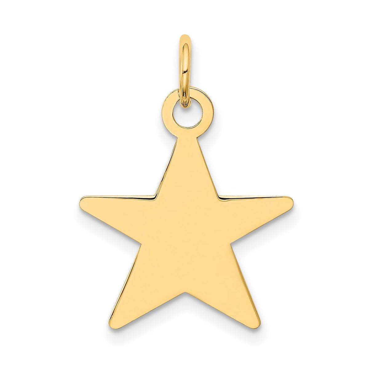 14K Yellow Gold Solid Polished Star Disc Charm Pendant Necklace for Women - 24x17mm Wide Elegant Jewelry, Perfect for Gifts, Anniversaries, Date Nights & Special Occasions
