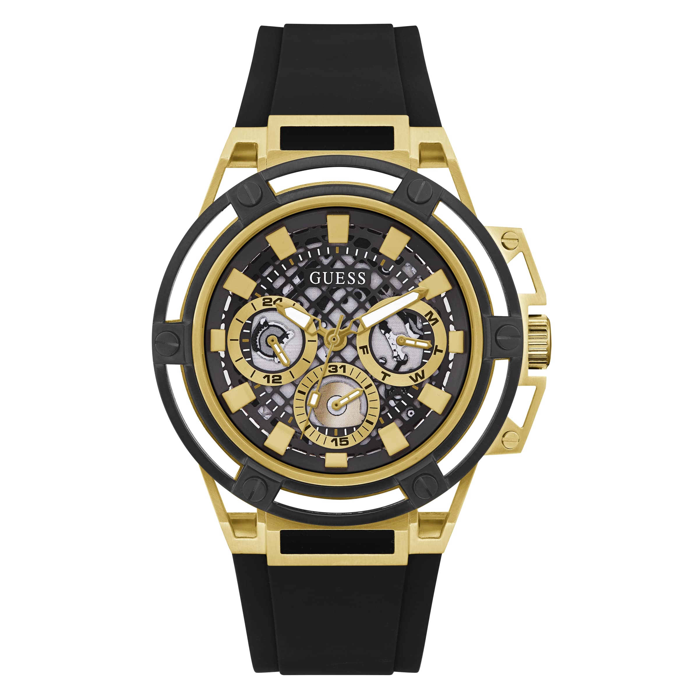 GUESS Men's 46mm Stainless Steel Chronograph Watch with Date Window - Water Resistant Casual & Dress Watch for Business, Office & Everyday Wear