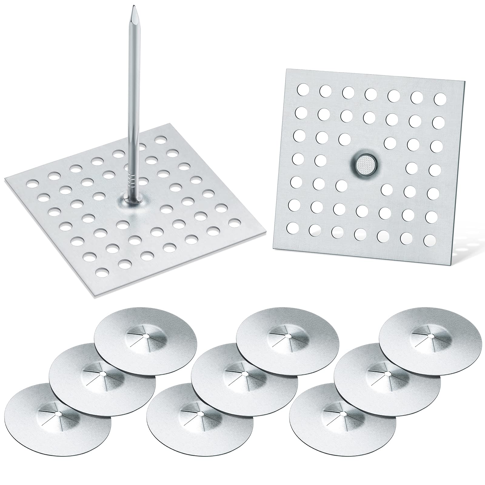 100-Pack 2-1/2 Inch Perforated Self-Adhesive Insulation Pins with 1.5 Inch Round Self-Locking Washers - Foam Board Fasteners for Wall, Floor & Ceiling Insulation (200 Pieces Total) - Ideal for Home Renovation, HVAC Projects & Energy Efficiency Upgrades