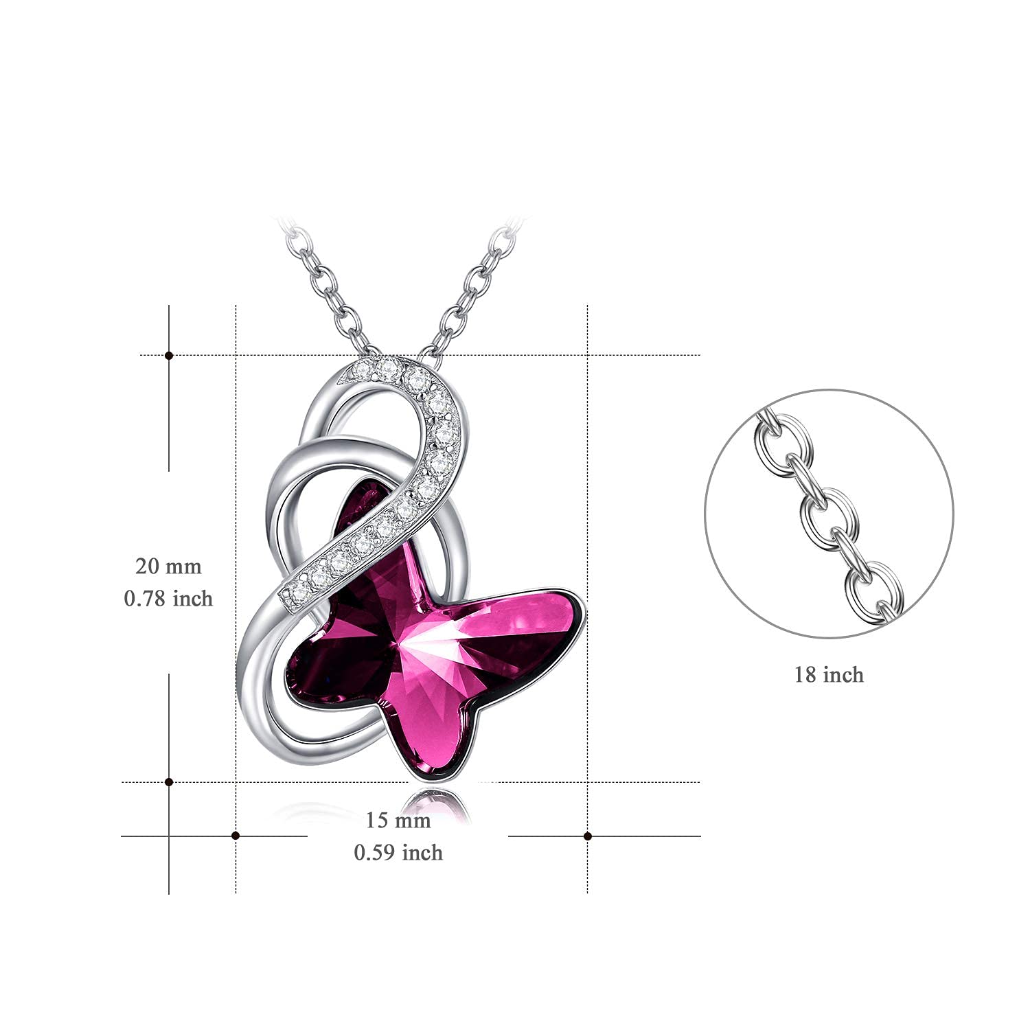 AOBOCO Sterling Silver Infinity Butterfly Necklace, Earrings & Ring Set with Austrian Crystals | Elegant Butterfly Jewelry for Women | Perfect Anniversary, Birthday Gift for Butterfly Lovers | Ideal for Date Nights, Weddings & Special Occasions
