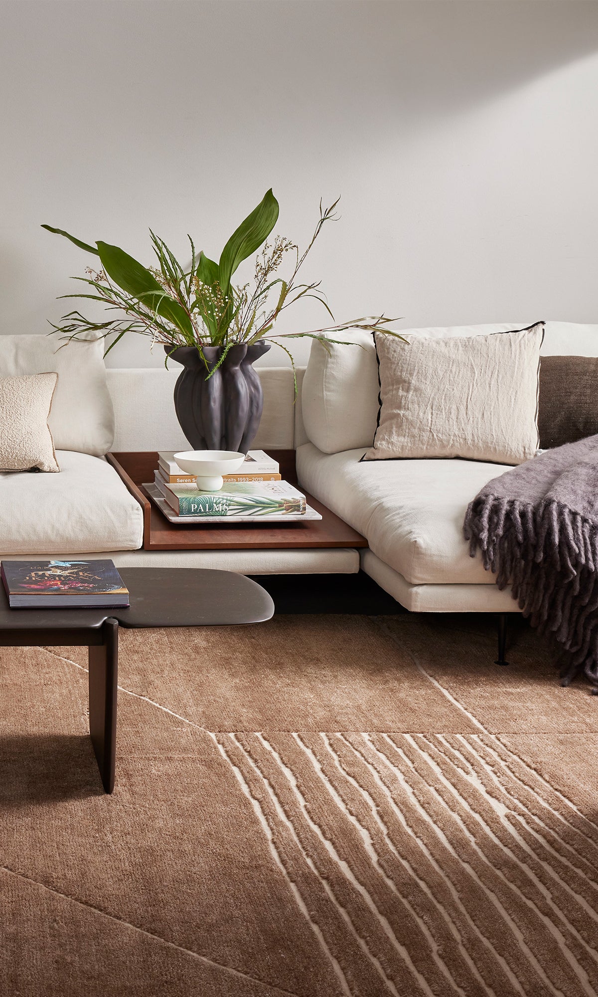 Hand Knotted Brown Geometric Fields Luxury Rectangular Rug - Perfect for Living Room, Bedroom & Office Decor
