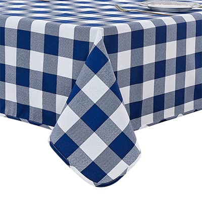 Gingham Navy-yarn Dyed-tablecloth