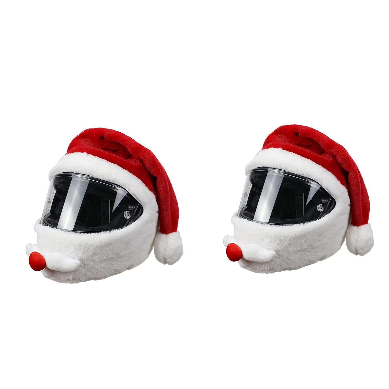 Santa Claus Plush Helmet Cover - Motorcycle & Skiing Face Protector, Funny Fluffy Helmet Accessory for Rides & Gifts (Fits All Sizes) - Perfect for Christmas Parades, Bike Rallies & Winter Sports