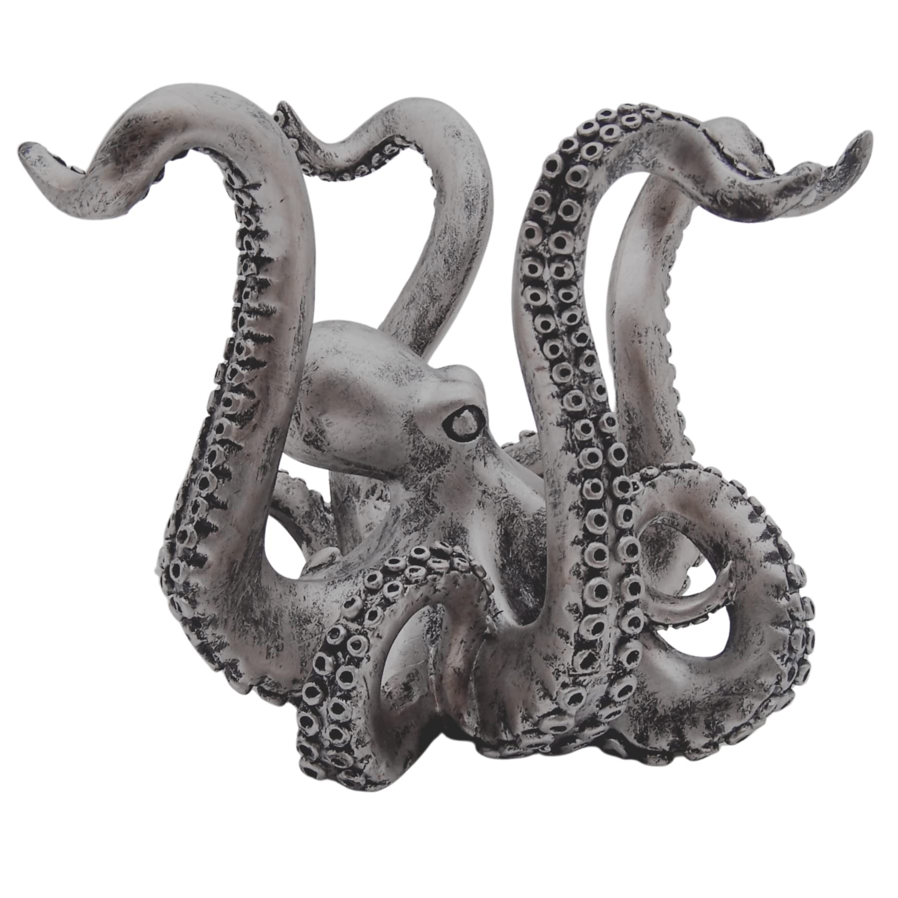 Silver Octopus Mug Holder - Unique Nautical-Themed Kitchen Organizer & Tabletop Decor (7.5 Inches) - Perfect for Coffee Cup Storage, Beach House Decor, and Ocean-Themed Gift Ideas