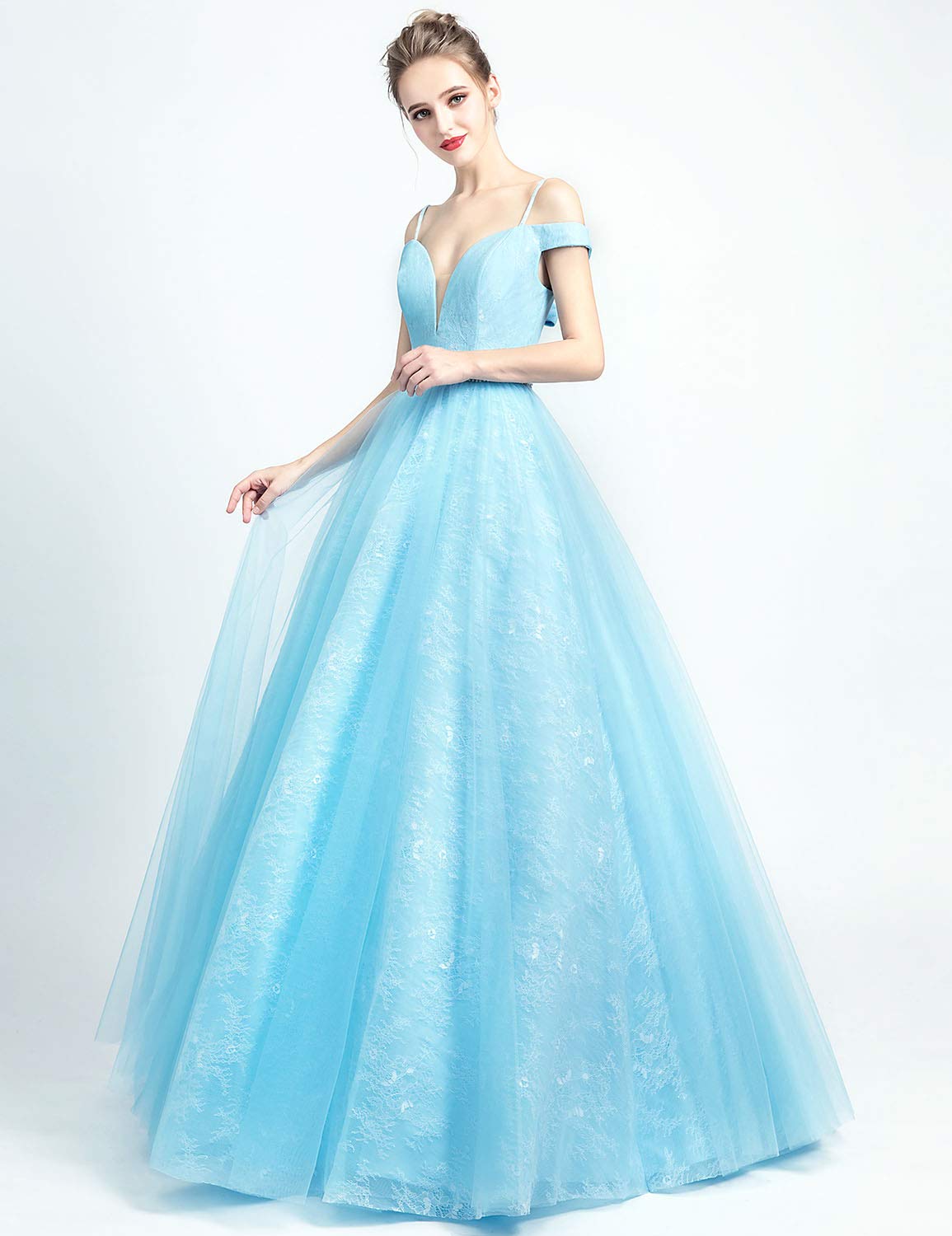 Sarahbridal Women's Long Beaded Pearl Prom Evening Dresses 2022 | Elegant Wedding Party Ball Gowns for Homecoming, Quinceañera & Formal Events