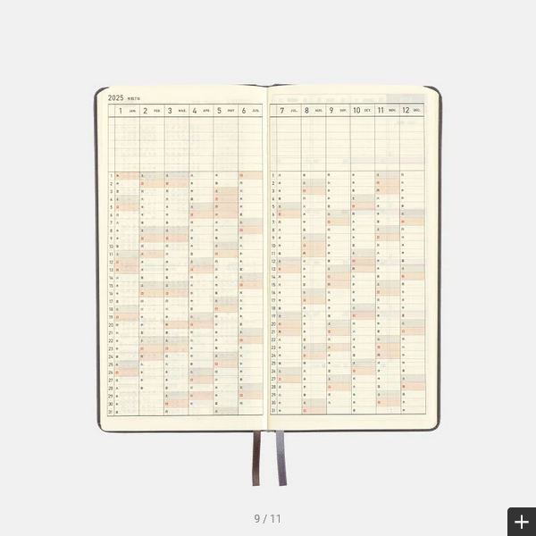 Hobonichi Techo 2025 Planner - Premium Leather Cover, Steel Gray Weeks Hardcover, Weekly Horizontal Layout, English Edition | Perfect for Journaling, Productivity & Time Management