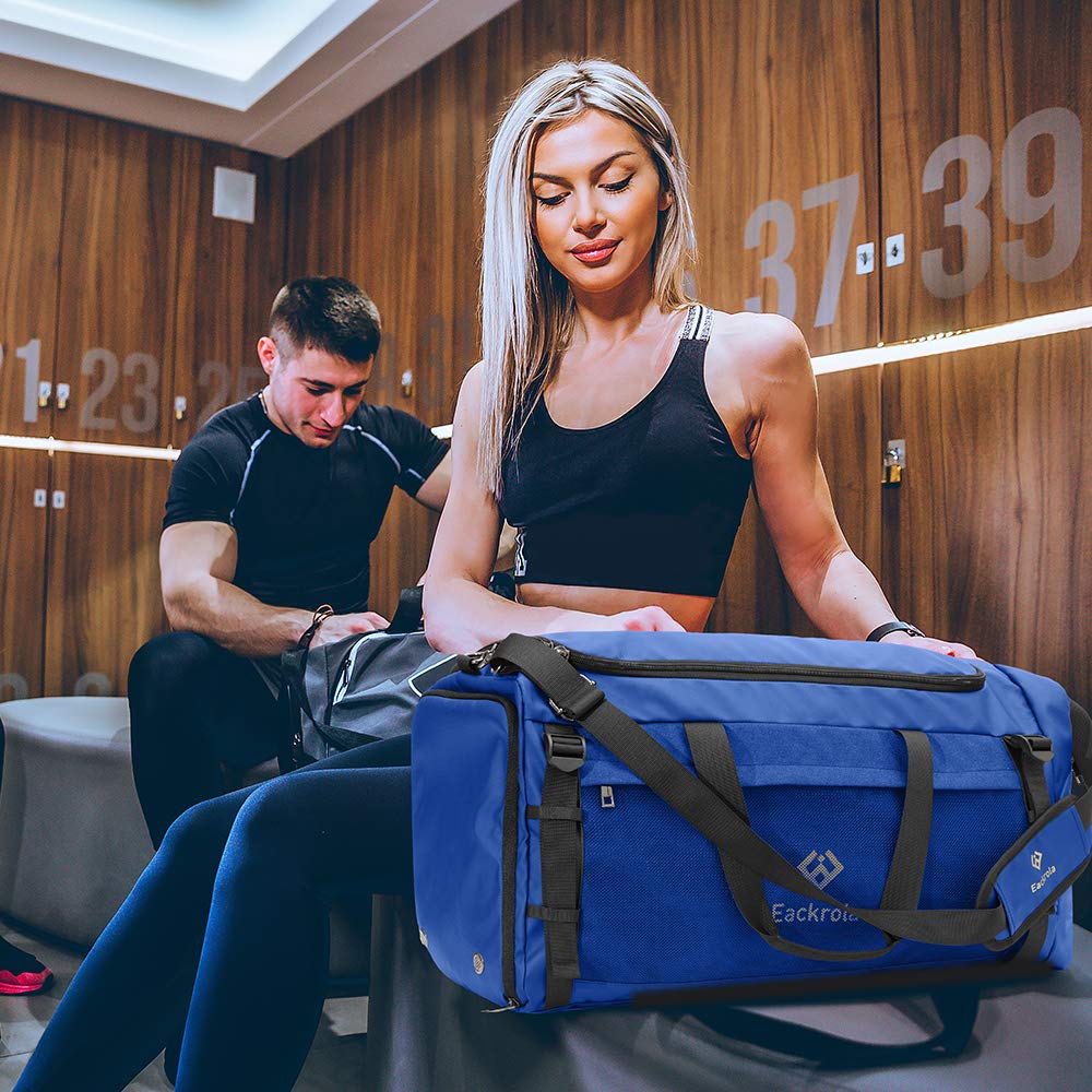 Eackrola 65L Large Sports Gym Bag for Men & Women - Lightweight Travel Duffel Bag with Wet Pocket & Shoe Compartment - Perfect for Gym, Travel, Sports & Weekend Getaways