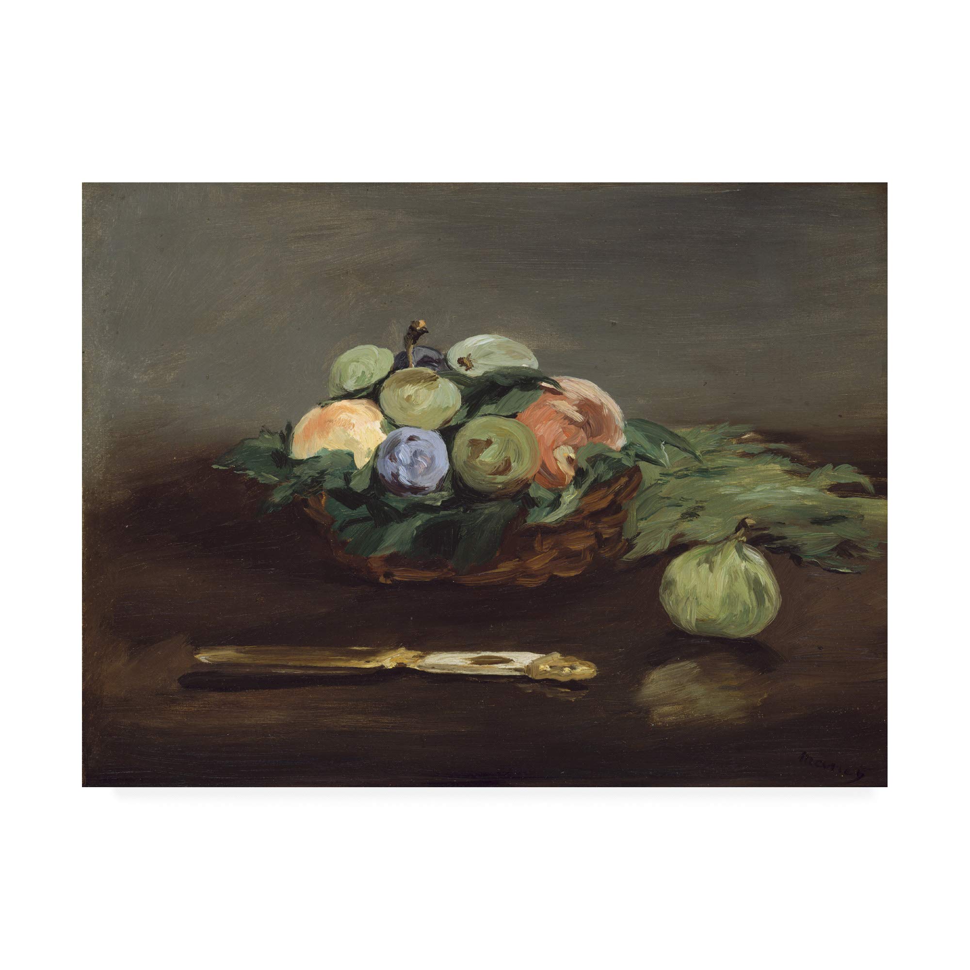 Trademark Fine Art Basket of Fruit by Manet - 35x47 Inch Canvas Wall Art Print - Vintage Still Life Painting for Living Room, Dining Room & Office Decor