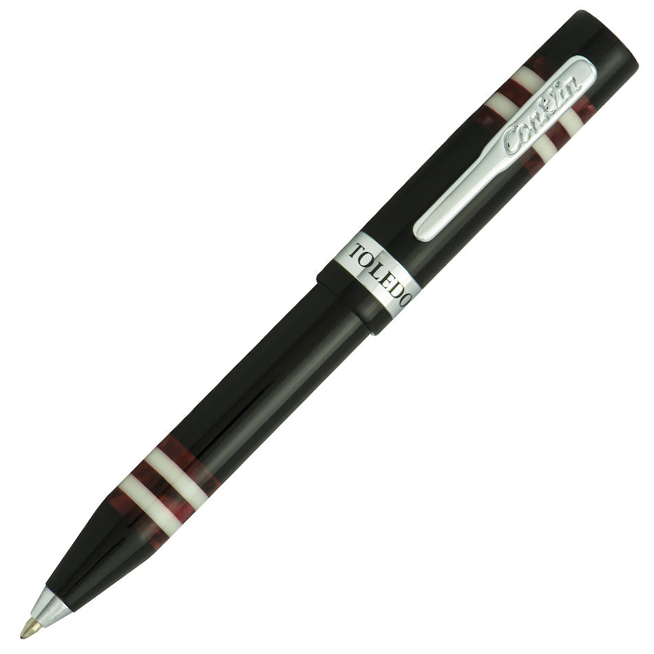 Conklin Toledo Ballpoint Pen - Burgundy Red Fine Point Writing Pen for Office, Business & Gifts - Premium Stainless Steel Ballpoint Pen with Smooth Ink Flow
