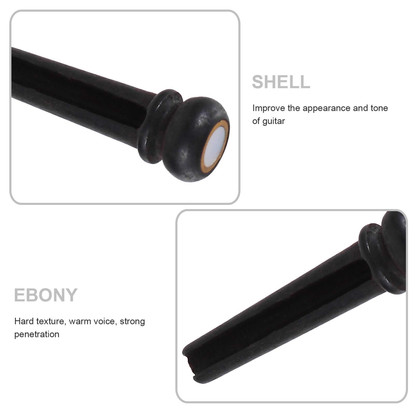 **Milisten 4-Piece Acoustic Guitar Bridge Pins with Abalone Inlay - Black Ebony Wood Slotted Pegs for Bass & Shell Guitar Replacement Parts - Perfect for DIY Repairs & Instrument Upgrades**