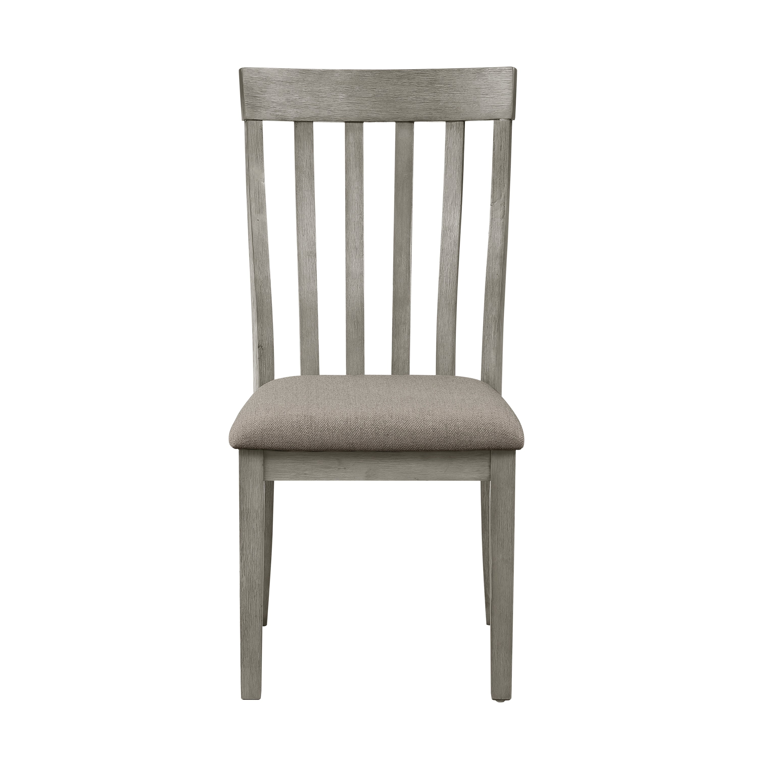 2-Piece Wooden Dining Chairs Set with Wire Brushed Light Gray Finish & Vertical Slat Back Design - Modern Kitchen & Dining Room Furniture for Home Decor