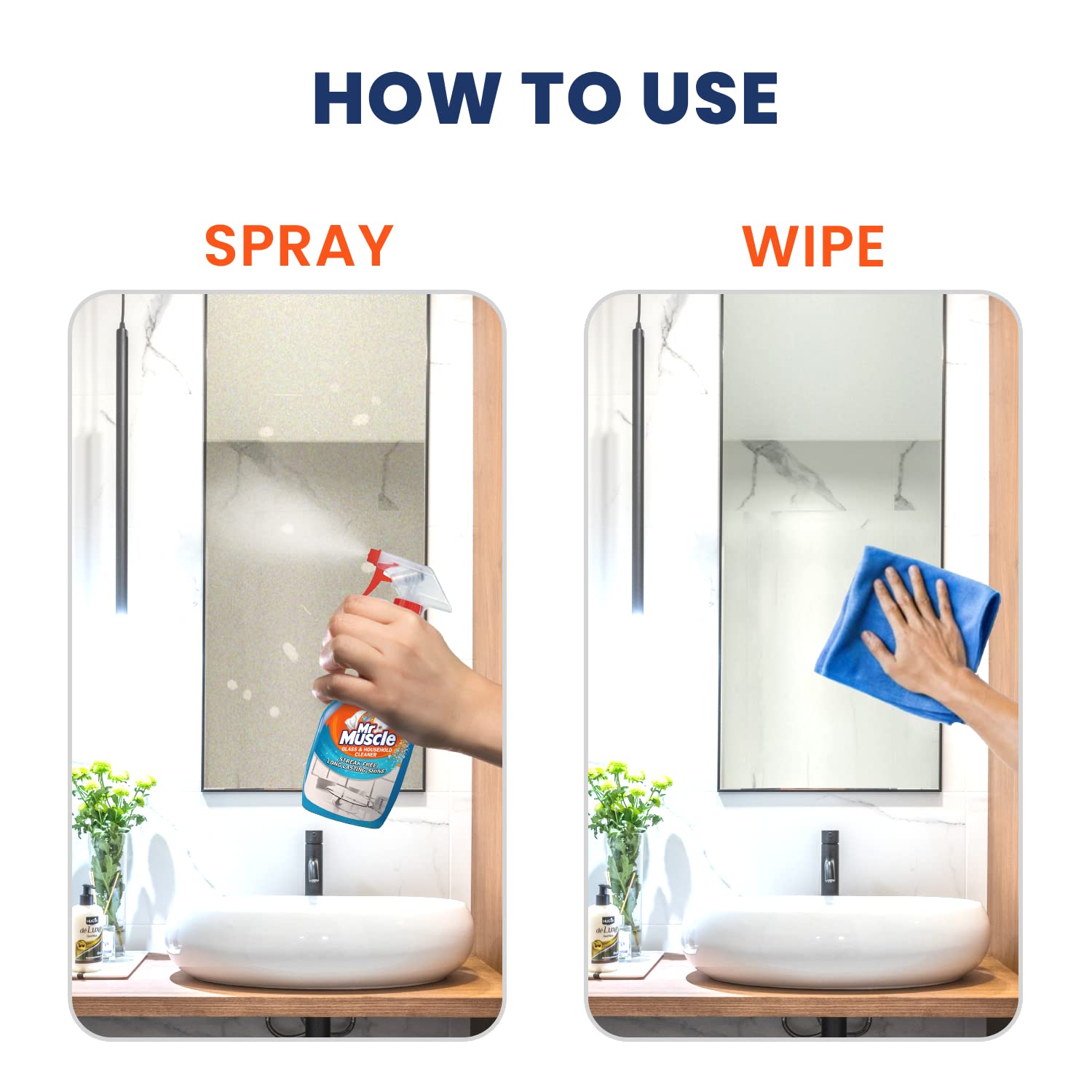 Mr. Muscle Glass & Surface Cleaner Spray - 500ml | Streak-Free Multi-Surface Cleaner for Windows, Mirrors, Countertops & More | Perfect for Home, Office, Car & Kitchen Cleaning | Fast-Drying Formula for Sparkling Results