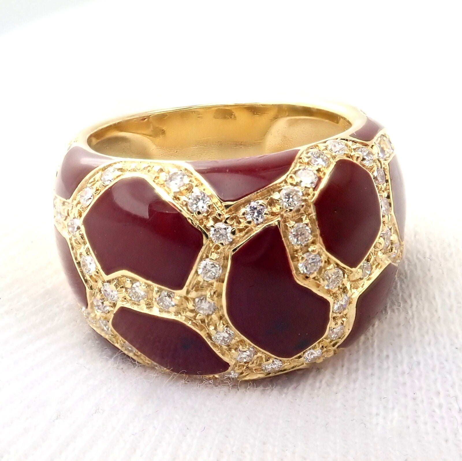 Authentic Roberto Coin 18k Yellow Gold Giraffe Enamel Diamond Ring - Perfect for Elegant Occasions, Anniversary Gifts & Luxury Jewelry Collections