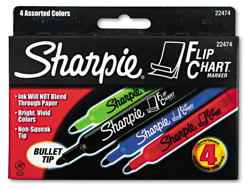 Bullet Tip Flip Chart Markers - 4 Colors, 4/Set (12 Sets per Carton) - Ideal for Office Presentations, Classroom Teaching & Creative Whiteboard Writing