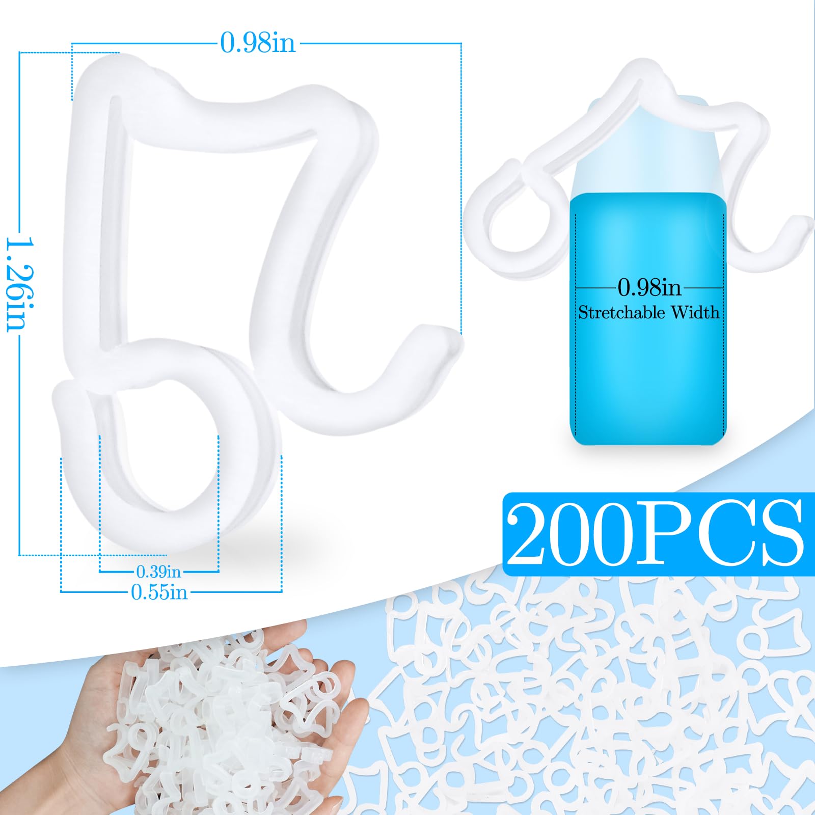 200 Pack Clear Mini Christmas Light Clips - Gutter & Shingle Hooks for Outdoor Holiday Lights | Perfect for Roof, Eaves & Christmas Tree Decoration
