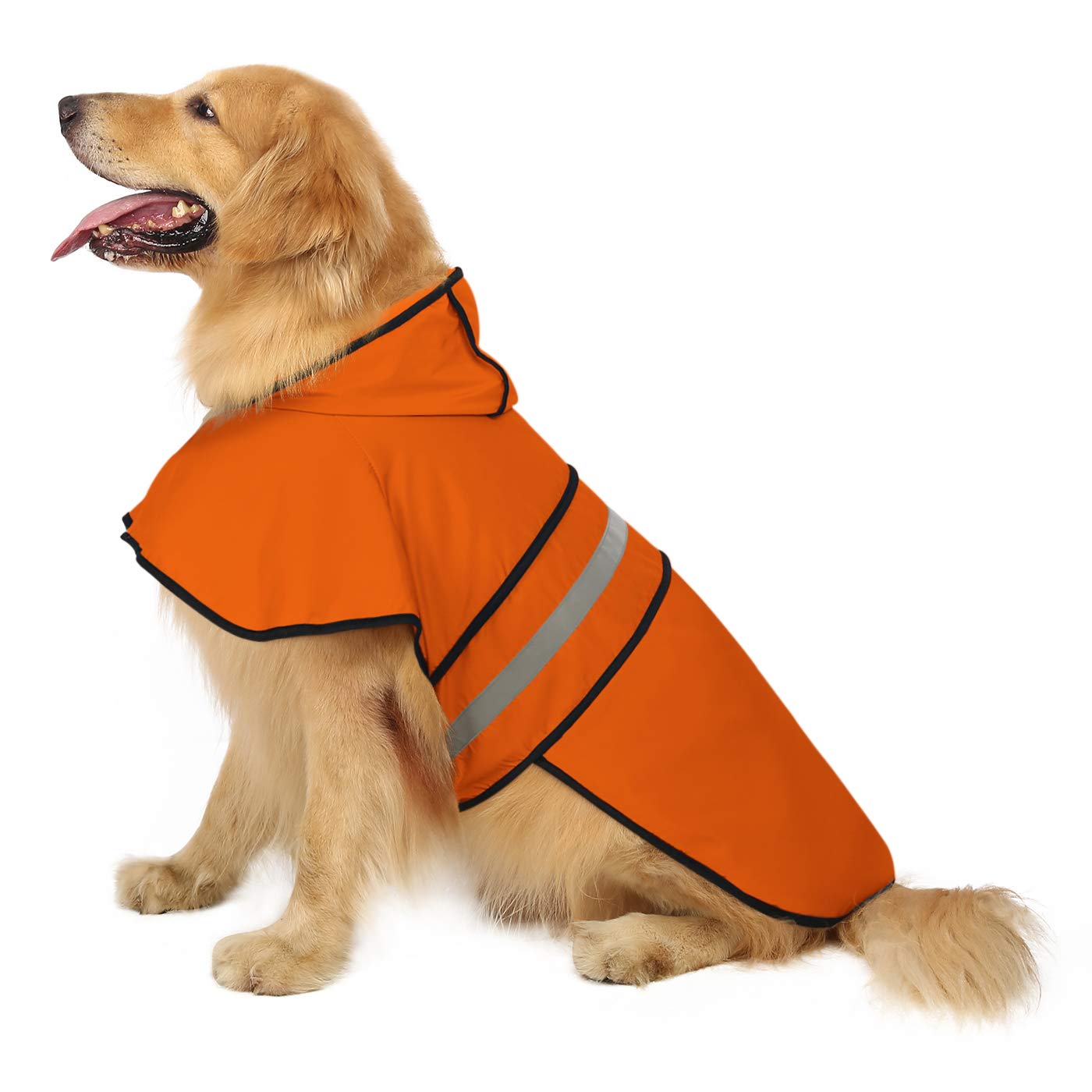 HDE Dog Raincoat Hooded Slicker Poncho - Waterproof Reflective Pet Jacket for Small to X-Large Dogs & Puppies (Safety Orange, XL) - Perfect for Walking, Hiking & Outdoor Adventures