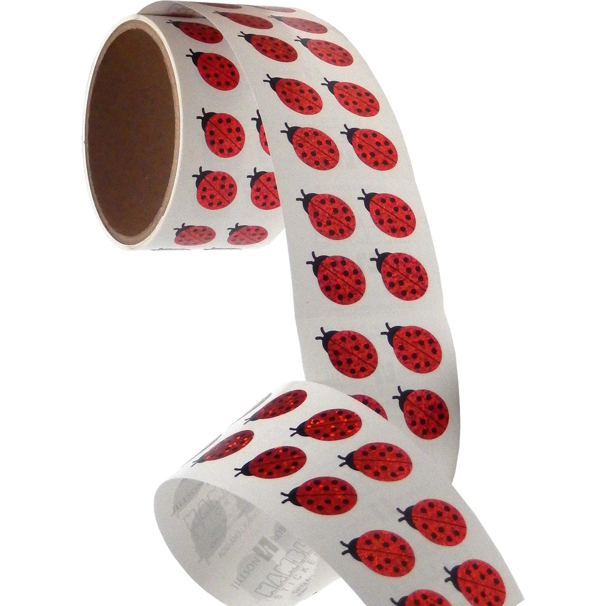 JILLSON & ROBERTS Bulk Roll Prismatic Stickers - Mini Lady Bugs (100 Repeats) | Perfect for Scrapbooking, DIY Crafts, and Kids' Art Projects
