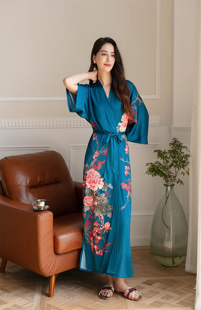 Women's Satin Kimono Robes - Soft Bathrobes & Pajama Loungewear for Spa, Bridal Shower & Relaxation at Home