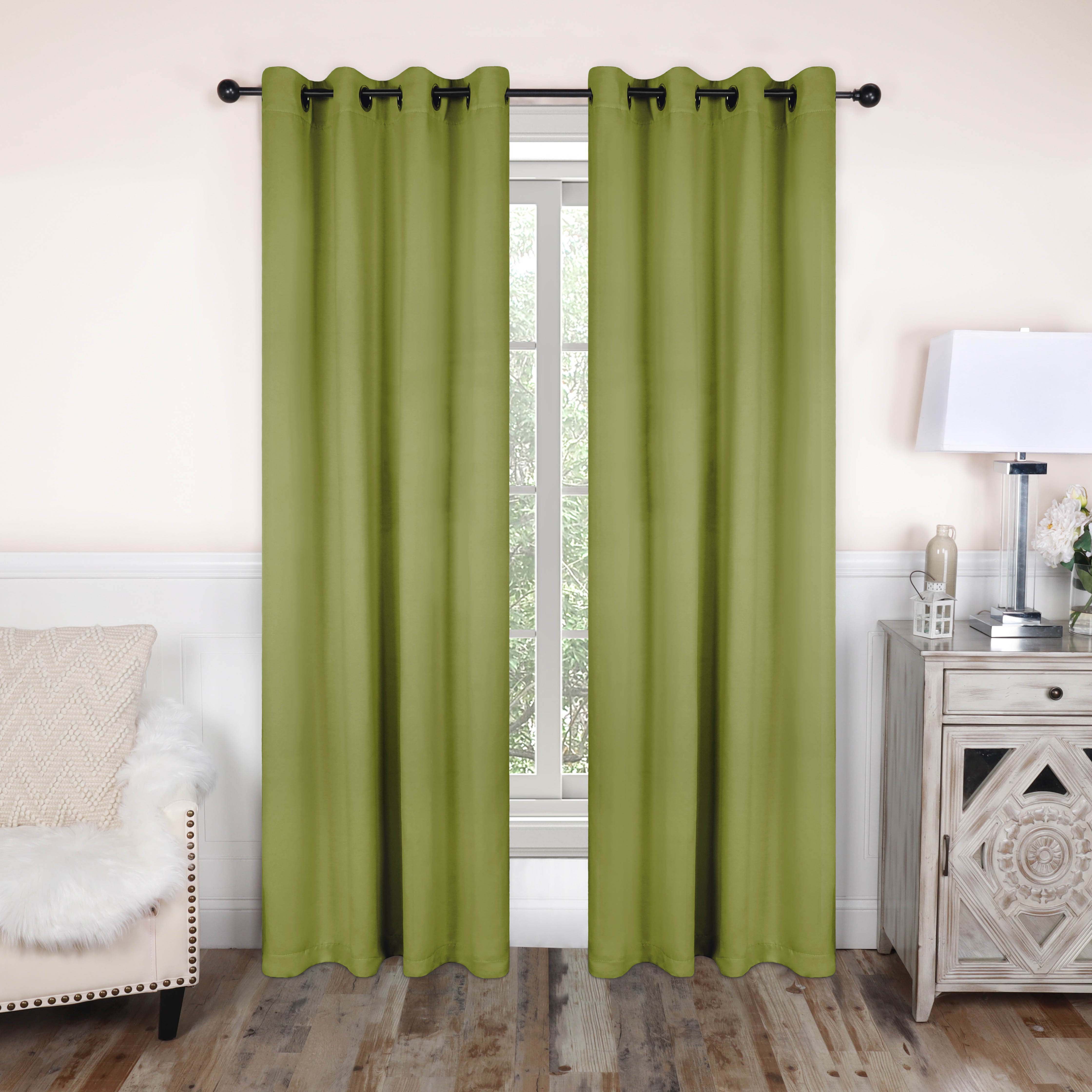 Solid Classic Modern Grommet Blackout Curtain Set - Thermal Insulated Window Drapes for Bedroom & Living Room - Noise Reducing & Light Blocking for Better Sleep