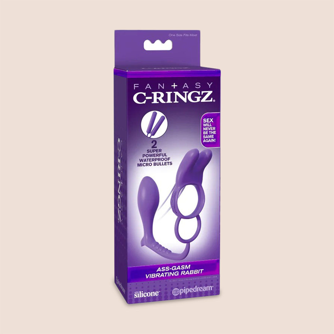 Fantasy C Ringz Ass Gasm Vibrating Rabbit - Remote Controlled Vibrating Plug with C Ring for Couples | Enhance Intimacy & Pleasure in Bedroom Play