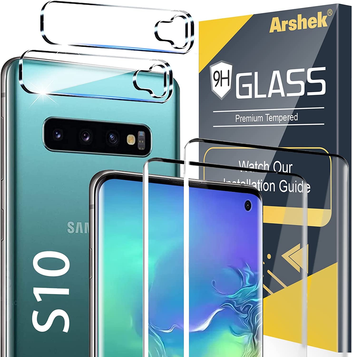 Arshek 9H Tempered Glass Screen Protector for Samsung Galaxy S22 5G - HD Clear, Anti-Scratch, Bubble-Free Installation - Perfect for Work, Travel & Everyday Protection