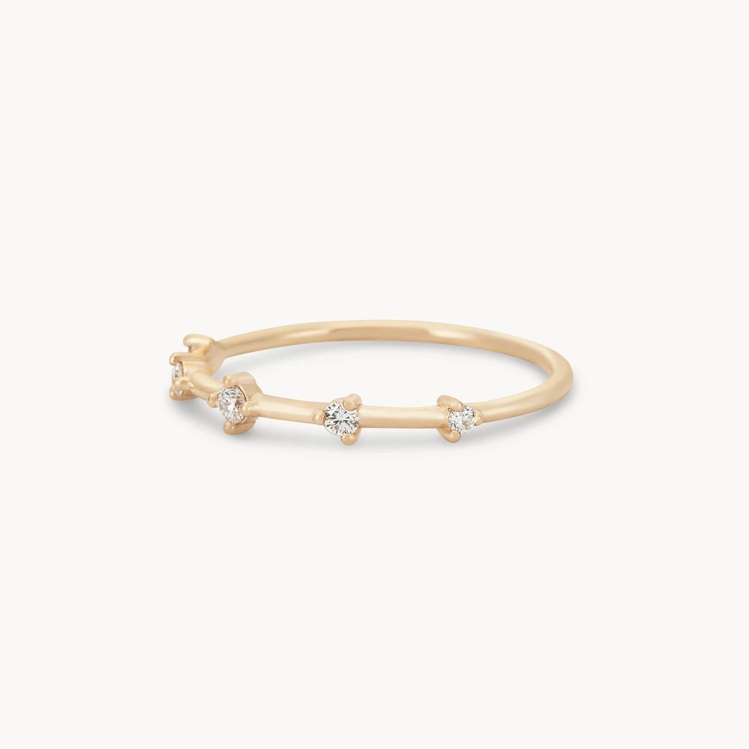 14K Yellow Gold White Diamond Stars Align Ring - Elegant Celestial Jewelry for Engagement, Wedding & Anniversary Gifts