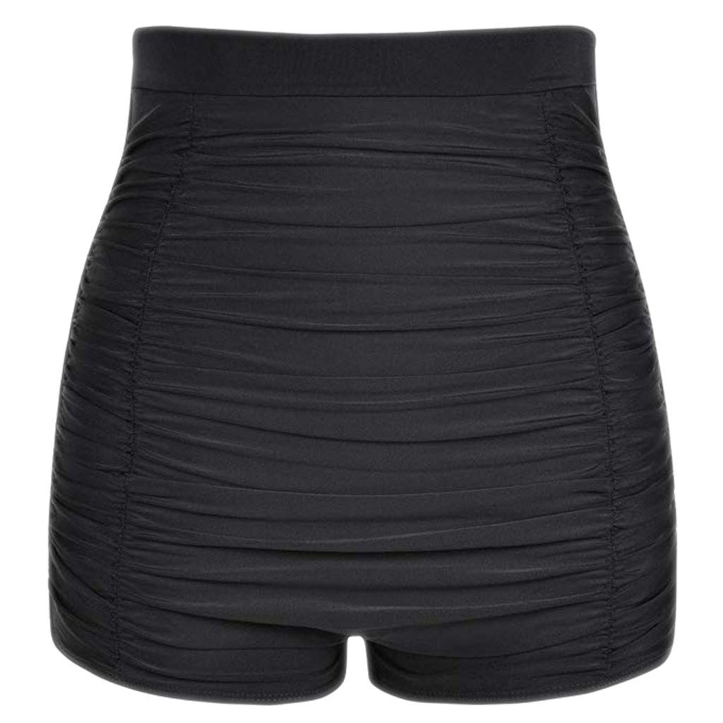 Derenzie Women's High Waisted Swim Bottoms - Tummy Control Ruched Bikini Briefs with Shirred Design | Hipster Tankini Swimwear for Beach, Pool & Vacation | Plus Size Swim Shorts for Women