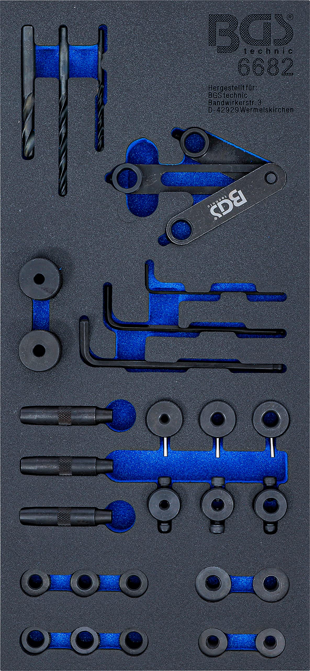 BGS 6682 28-Piece Cylinder Head Drilling Gauge Tool Set - Professional Engine Repair Kit for Automotive Mechanics & DIY Car Maintenance