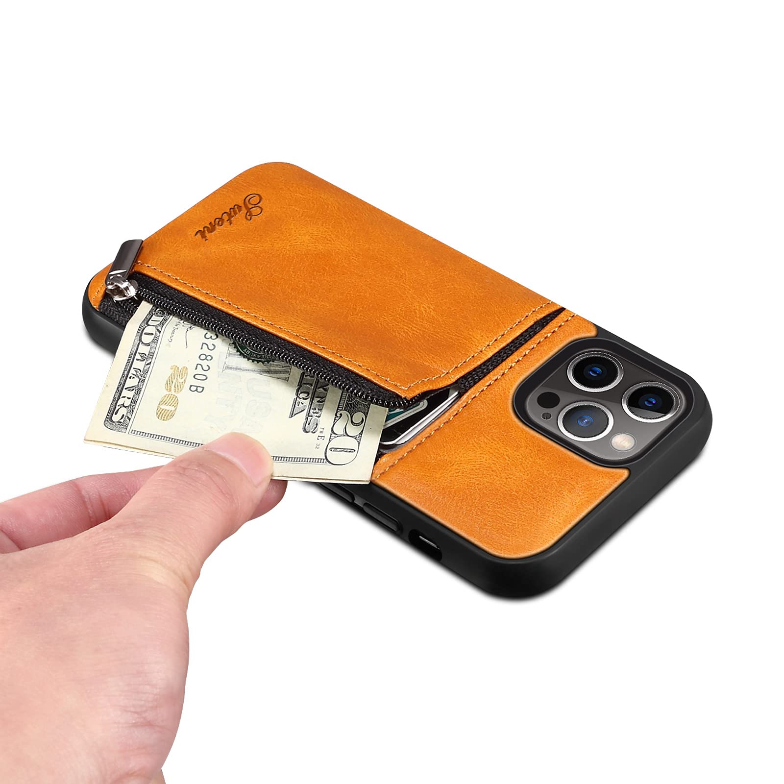 Premium Leather iPhone 13 Pro Max Wallet Case with Card Holder & Zipper Closure - Slim Protective Phone Cover with RFID Blocking (6.7 inch) - Perfect for Travel, Business & Everyday Use