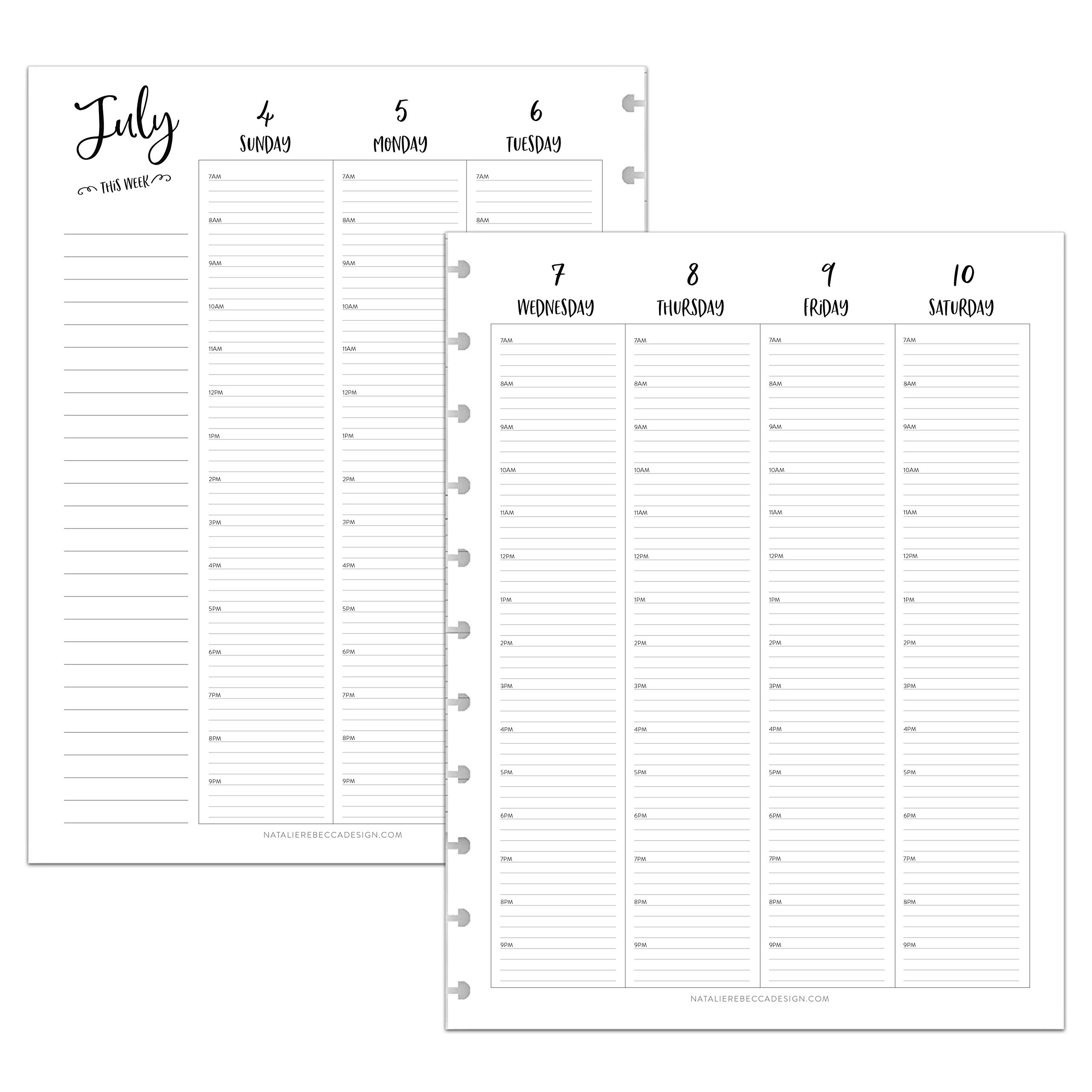 BetterNote July 2025 - June 2026 Academic HOURLY Planner - 11-Disc Discbound Notebook Refill for Levenger Circa, Big Happy Planner, Staples Arc, TUL (8.5