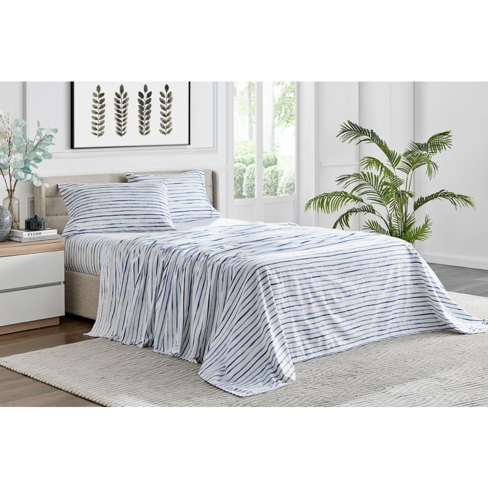 Premium 150GSM Waterproof Flannel Bed Sheet Set - Soft & Breathable King Size Bedding in Ocean Blue - Perfect for Cozy Winter Nights & Guest Room Comfort