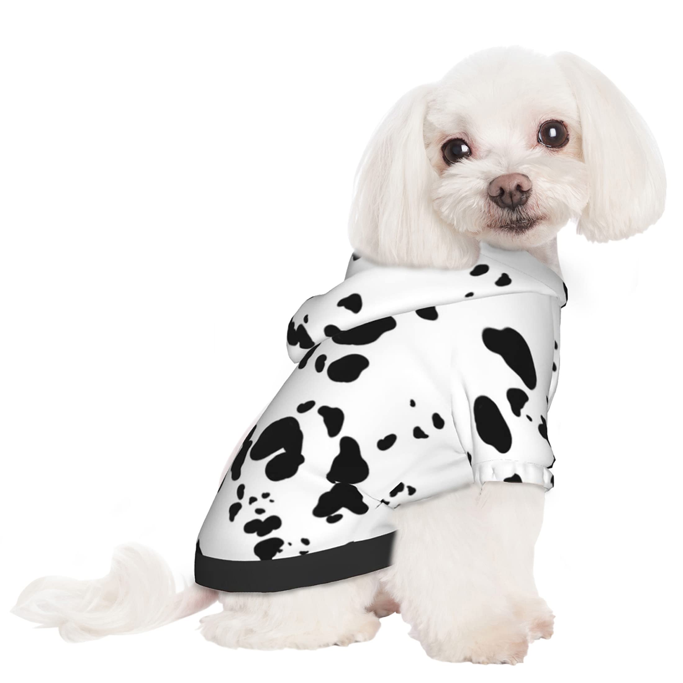Dalmatian Print Dog Hoodie - Cozy Puppy Pullover Sweater for Small Dogs & Cats | Perfect for Winter Walks & Pet Photo Shoots