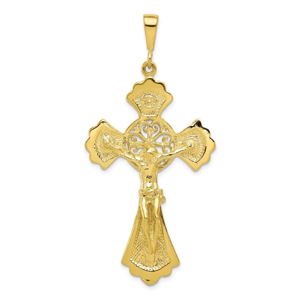 10K Yellow Gold Crucifix Charm Pendant - Roy Rose Jewelry for Women & Men - Perfect for Gifts, Religious Occasions & Everyday Wear