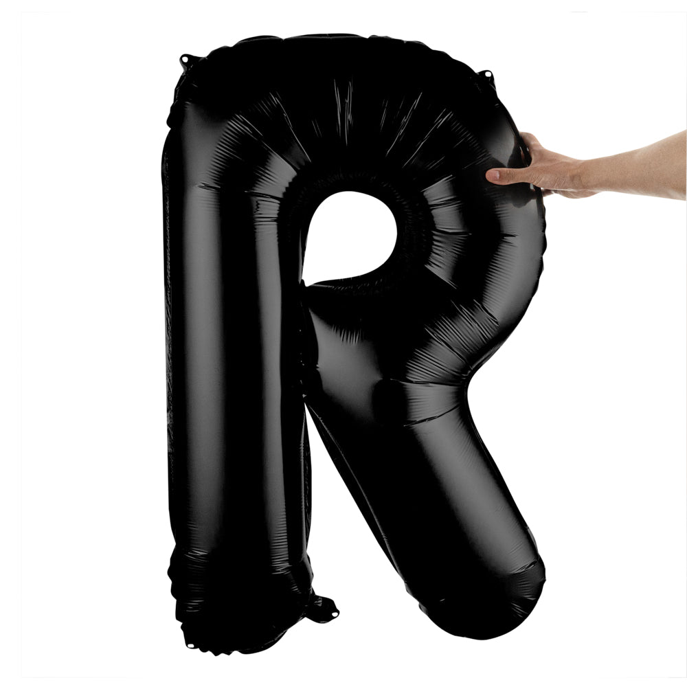Balloonify Black Mylar Letter R Balloon - 40 Inch Large Foil Alphabet Balloon for Birthday Party Decorations, Graduation, Baby Shower & Special Events (1 Count Box)