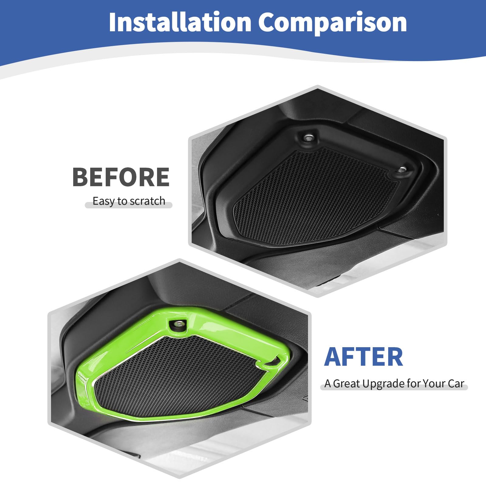 Jeep Wrangler JL JLU & Gladiator JT Roof Speaker Cover Trim (2018-2023) - 2pcs Green Interior Accessories | Perfect for Off-Road Adventures & Car Audio Upgrades