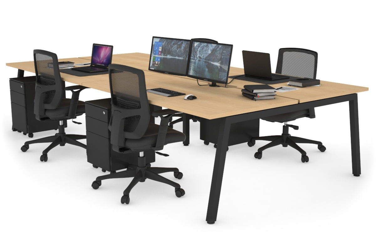 Quadro 4-Person Office Workstation Desk - 1200L x 800W with Cable Management Scallop - Perfect for Collaborative Workspaces, Team Meetings & Open Office Environments