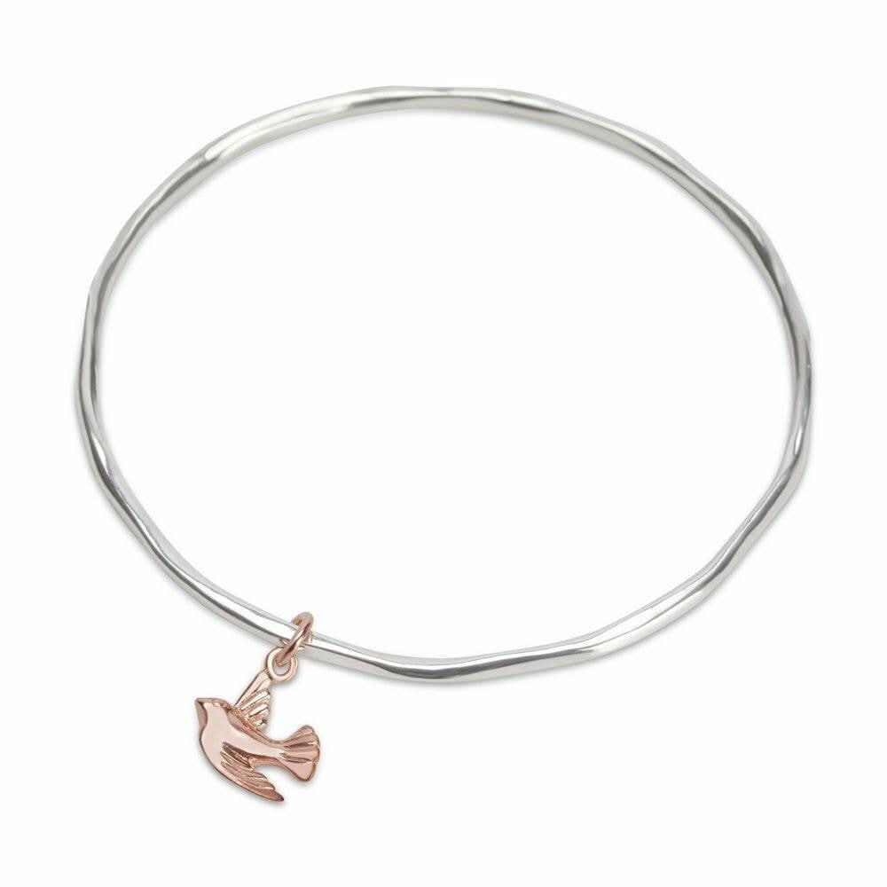 Elegant Bird Bangle Bracelet for Women - Sterling Silver & Rose Gold Jewelry - Perfect for Gifts, Parties, and Everyday Wear
