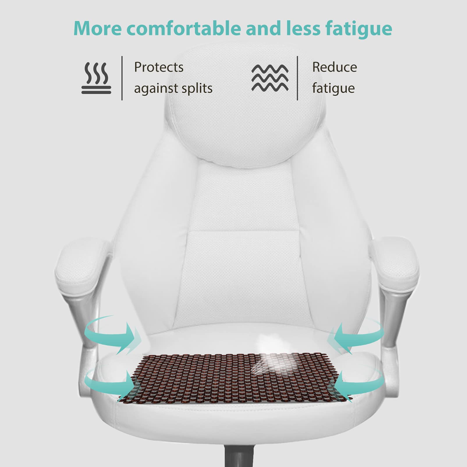 Wakauto Wooden Beaded Car Seat Cushion - Breathable Cooling Mat for Summer Driving, Universal Fit for Cars, Office & Home Chairs - Comfortable Square Auto Seat Cover Pad for Long Commutes and Road Trips