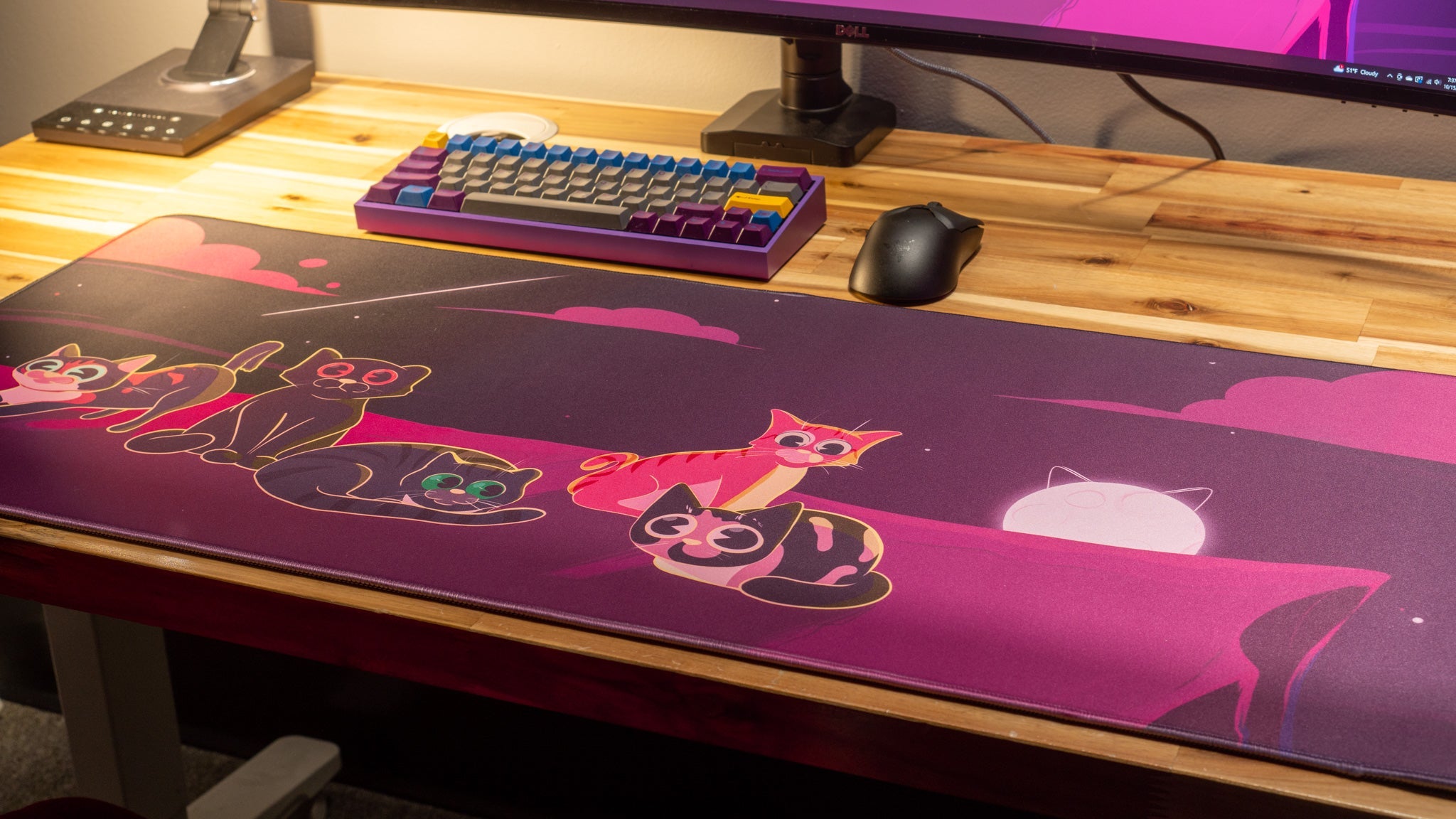 Dooley Noted Purrfect Evening Creator Collaboration Limited Edition Gaming Desk Mat - Perfect for Gaming, Streaming & Office Work