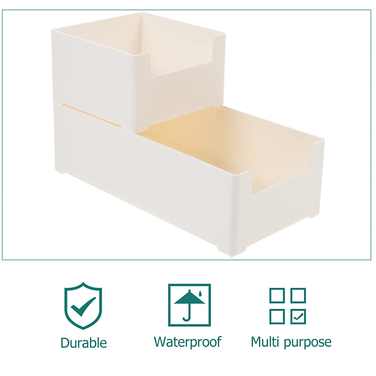 Veemoon 2-Pack Japanese Style Stacking Desk Organizer Box - Stylish Table Storage Holder for Office, Home & School Supplies (Perfect for Pens, Paper Clips & Small Accessories)