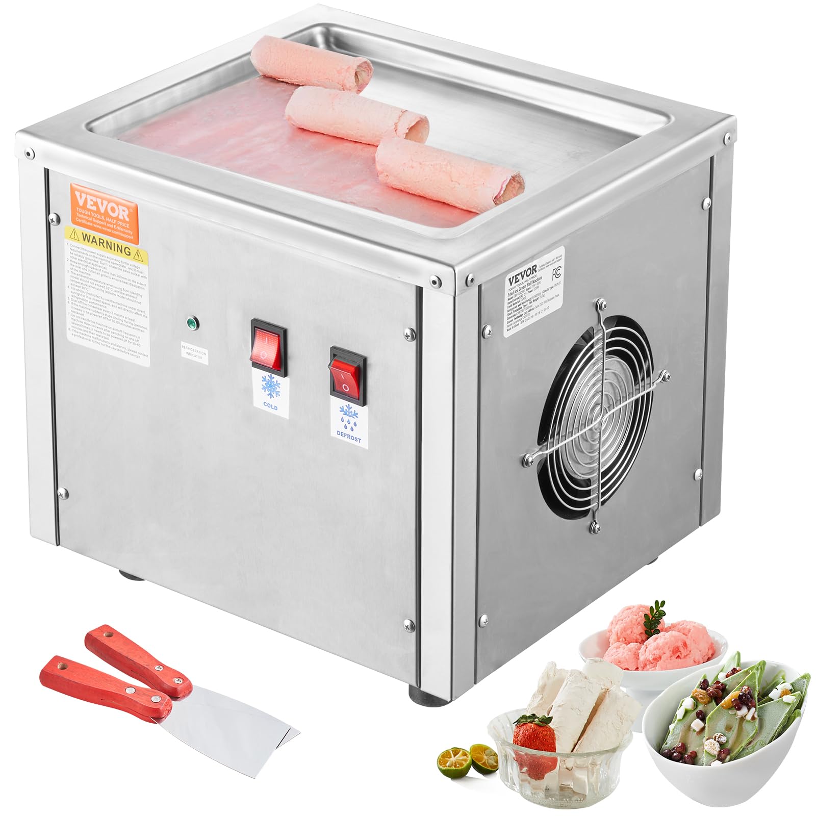 VEVOR Commercial Ice Cream Roll Maker Machine 220W, 9.4